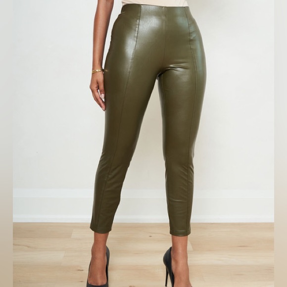 cleo Pants - Cleo Olive Faux Leather Leggings